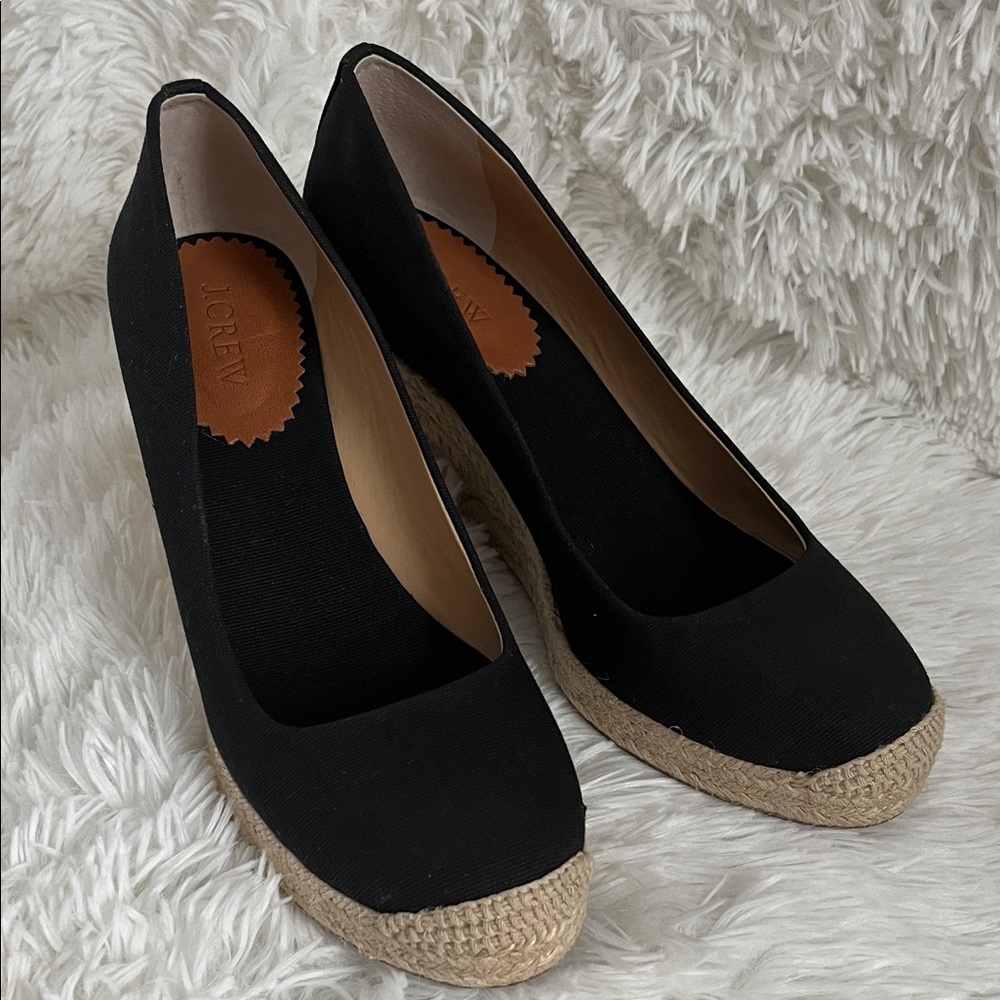 J. Crew Black Wedge Espadrille